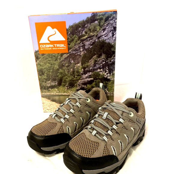 Ozark Trail Women's Taupe Black Suede Mesh Lace Up Hiker Sneakers Shoes 6.5 NEW - Picture 1 of 9